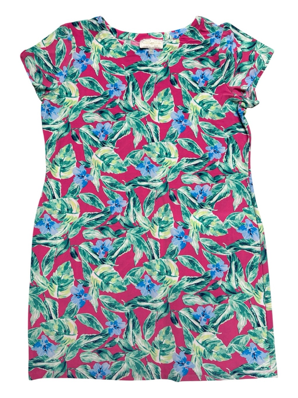 PAPPAGALLO | Victoria Island Palm Tropical Print Resort Shift Dress